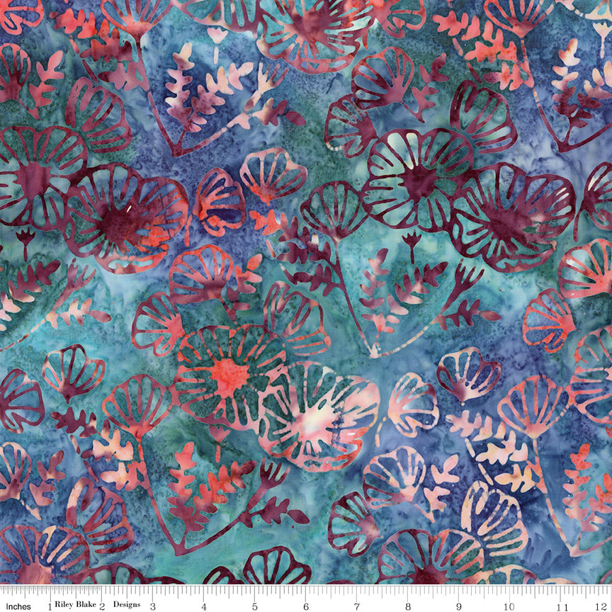 Poppy Seeds Expressions Batik Quilt Fabric - Poppy Clusters in Paradise Multi - BT23591-685