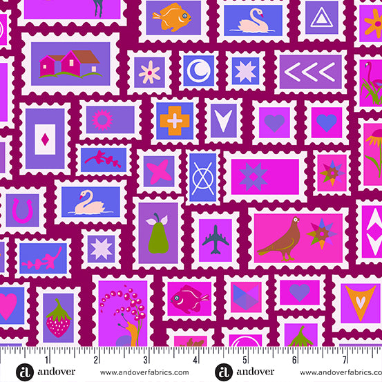 Postmark Quilt Fabric by Alison Glass - Collector in Amethyst Purple - A-1125-P