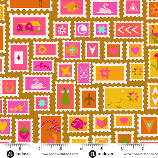 Postmark Quilt Fabric by Alison Glass - Collector in Sunrise Gold - A-1125-Y