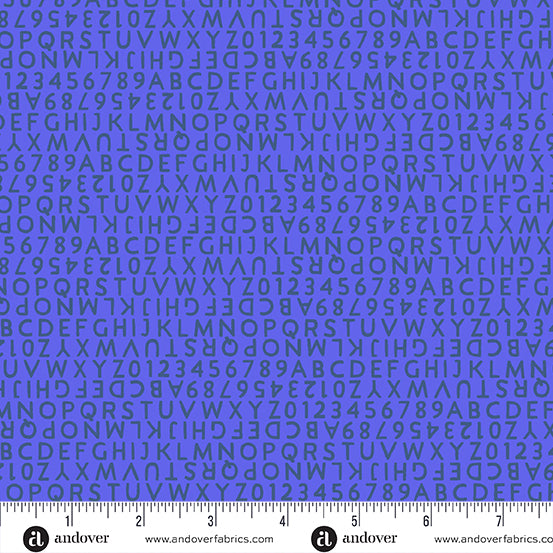 Postmark Quilt Fabric by Alison Glass - Letters in Lapis Blue - A-1130-B