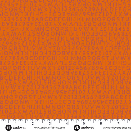 Postmark Quilt Fabric by Alison Glass - Letters in Tiger Orange - A-1130-O