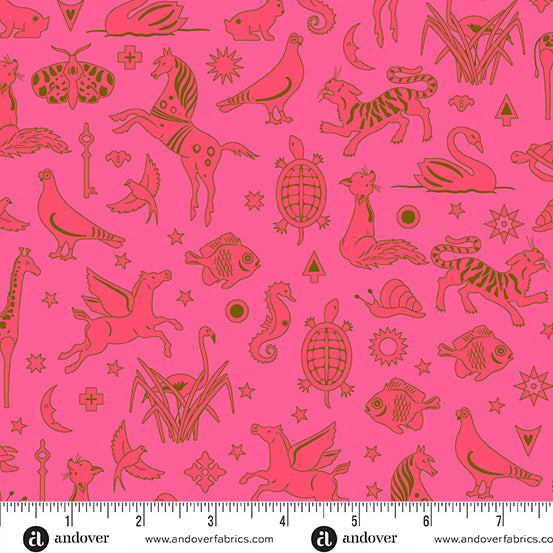 Postmark Quilt Fabric by Alison Glass - Philately in Electric Pink - A-1127-E