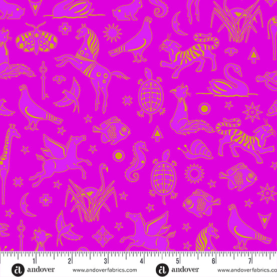 Postmark Quilt Fabric by Alison Glass - Philately in Fuschsia Purple - A-1127-P