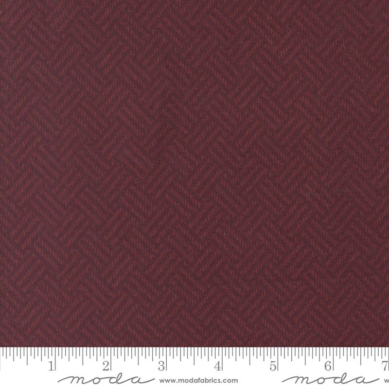 Prairie Gatherings Flannel Quilt Fabric - Basket Weave in Merlot Burgundy - 100% COTTON FLANNEL - 49312 19F