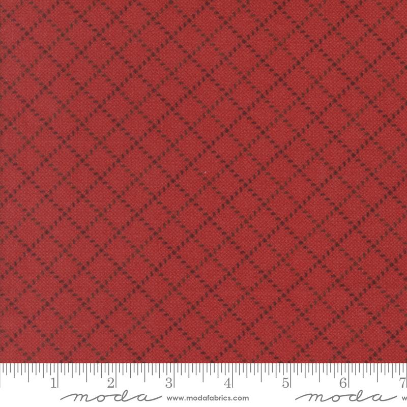 Prairie Gatherings Flannel Quilt Fabric - Stitched Grid in Brick Red - 100% COTTON FLANNEL - 49315 20F