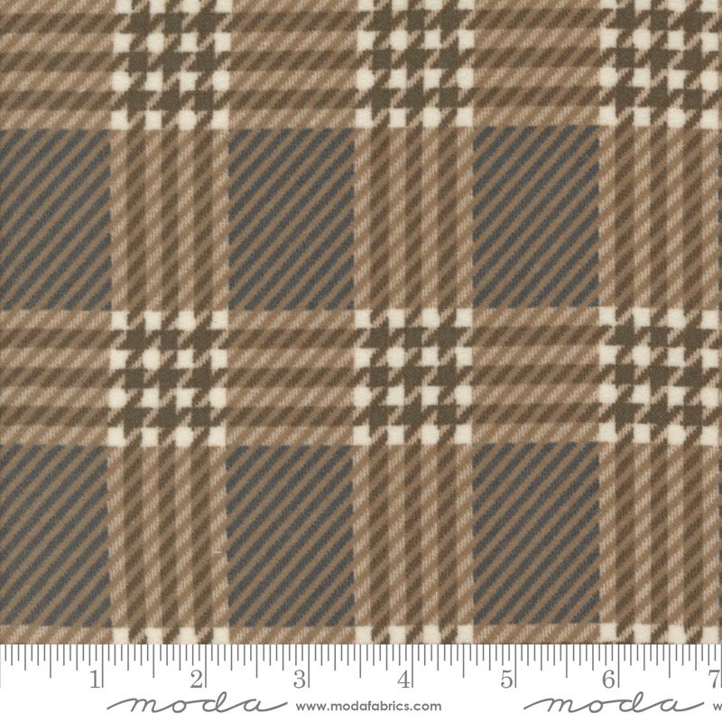 Prairie Gatherings Flannel Quilt Fabric - Window Pane Plaid in Teak Brown - 100% COTTON FLANNEL - 49313 14F
