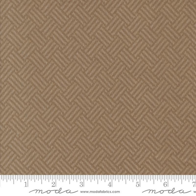 Prairie Gatherings Flannel Quilt Fabric - Basket Weave in Teak Tan - 100% COTTON FLANNEL - 49312 14F