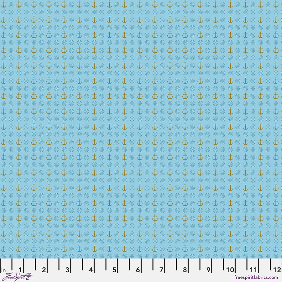 Primitive Cloth Quilt Fabric - Banner in Blue - PWSK090.BLUE