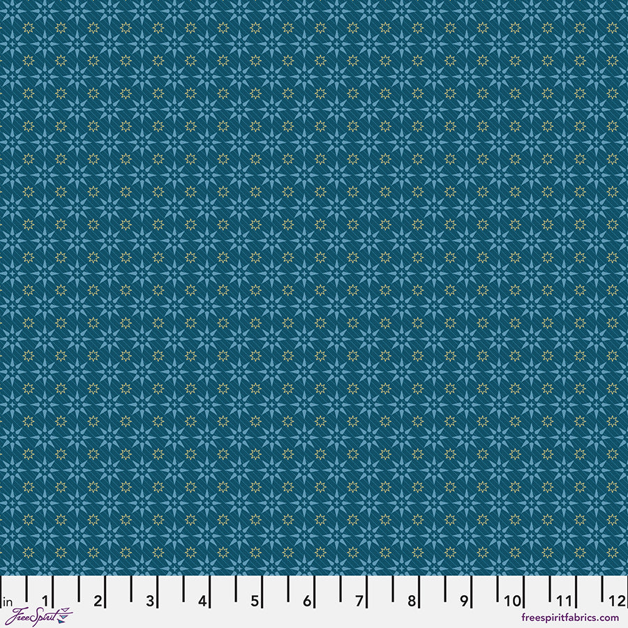 Primitive Cloth Quilt Fabric - Bright Stars in Blue - PWSK091.BLUE