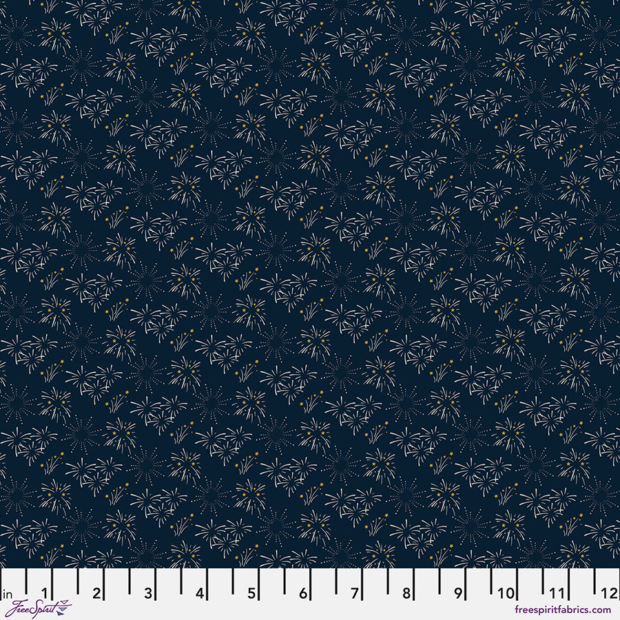 Primitive Cloth Quilt Fabric - Bursting in Navy - PWSK095.NAVY