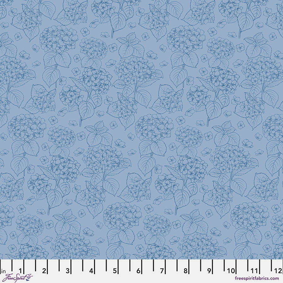 Primitive Cloth Quilt Fabric - Hydrangea in Blue - PWSK093.BLUE