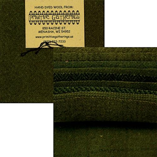 Primitive Gatherings Wool Charm Pack - Holly (Greens) - PRI 6005 - Set of Ten 5" Squares