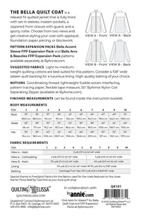 Bella Quilt Coat Pattern from By Annie/Quilting Elissa  - QE101