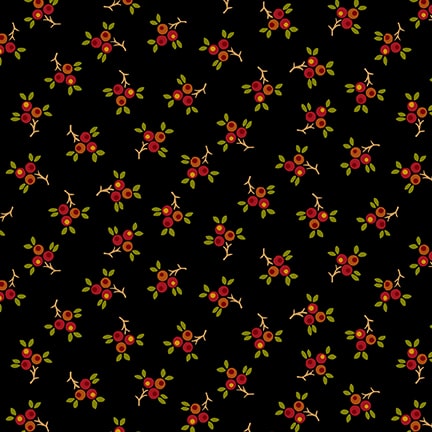 Quiet Grace Quilt Fabric - Berry Springs in Black - 926-99