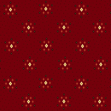 Quiet Grace Quilt Fabric - Diamond Clusters in Cranberry Red - 918-88