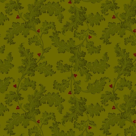 Quiet Grace Quilt Fabric - Leafy Vines in Pine Green - 923-66