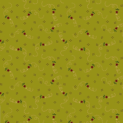 Quiet Grace Quilt Fabric - Meandering Stars in Kiwi Green - 925-66