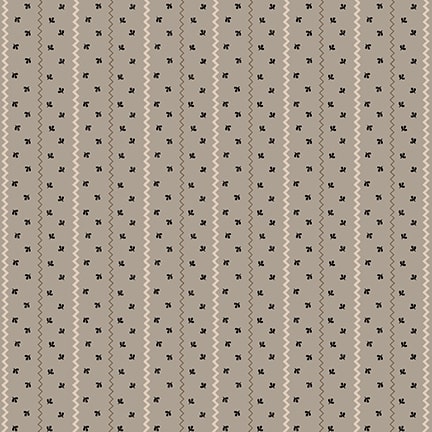 Quiet Grace Quilt Fabric - Sprigged Stripe in Gray - 933-33