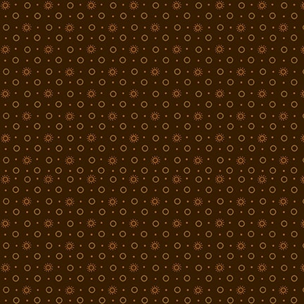 Quiet Grace Quilt Fabric - Sunbursts in Chocolate Brown - 928-33