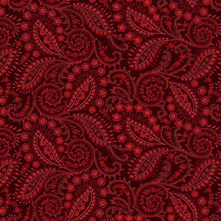 Quiet Grace Quilt Fabric - Swirled Paisley in Cranberry Red - 934-88