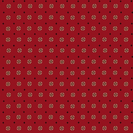 Quiet Grace Quilt Fabric - Tilted Boxes in Cranberry Red - 916-88