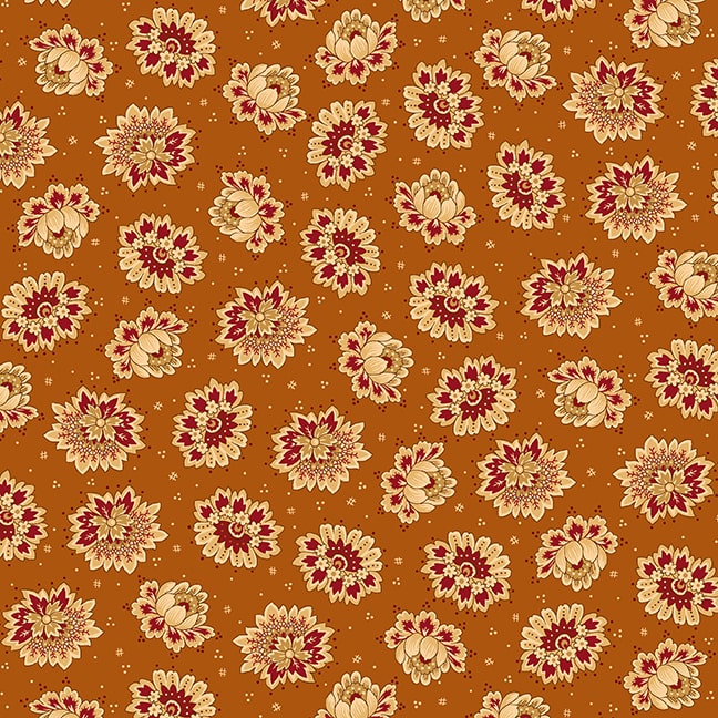 Quiet Grace Quilt Fabric - Tossed Blossoms in Orange - 920-30