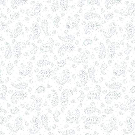 Quilter's Flour V Quilt Fabric - Delicate Paisley in White on White - 1265-01W