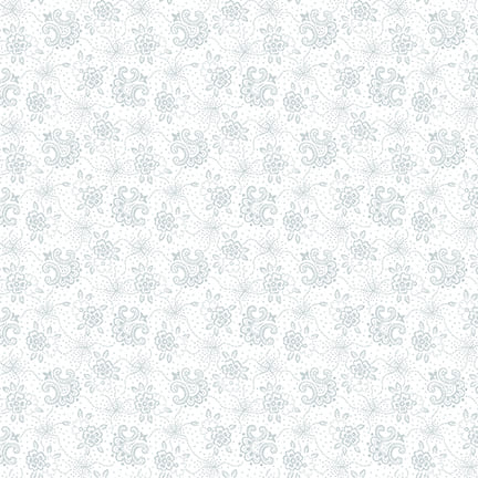 Quilter's Flour V Quilt Fabric - Foulards in White on White - 1258-01W