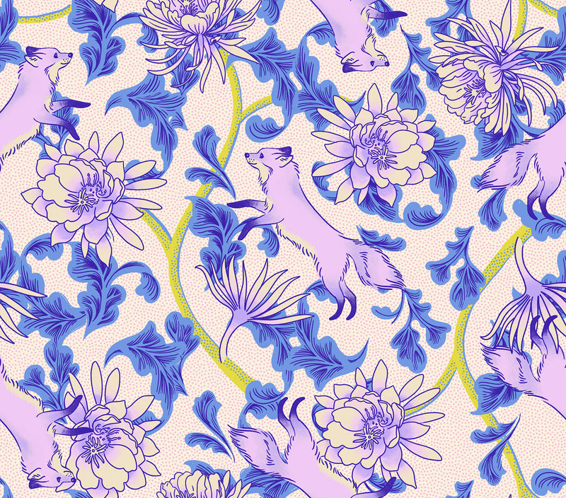 Glow Garden Quilt Fabric, Fox Bloom in Natural - RS2112 11