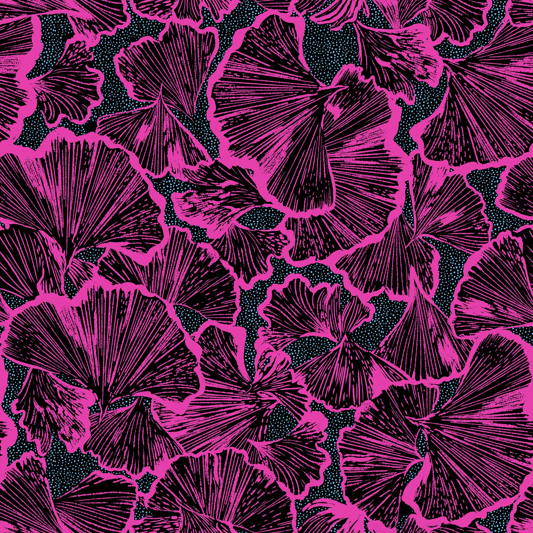 Glow Garden Quilt Fabric, Ginko in Black - RS2113 17
