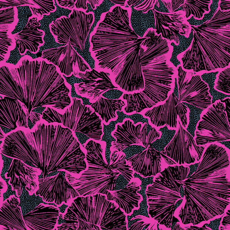 Glow Garden Quilt Fabric, Ginko in Black - RS2113 17