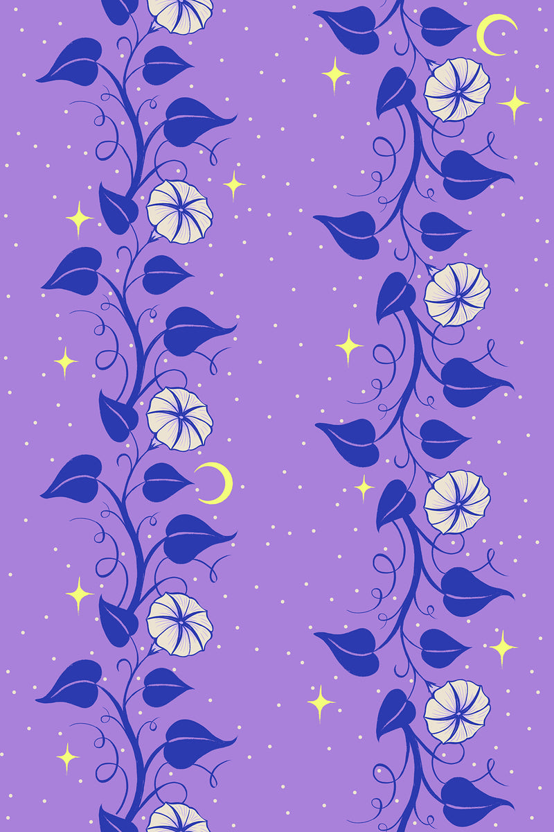 Glow Garden Quilt Fabric, Moon Vines in Amethyst - RS2114 15