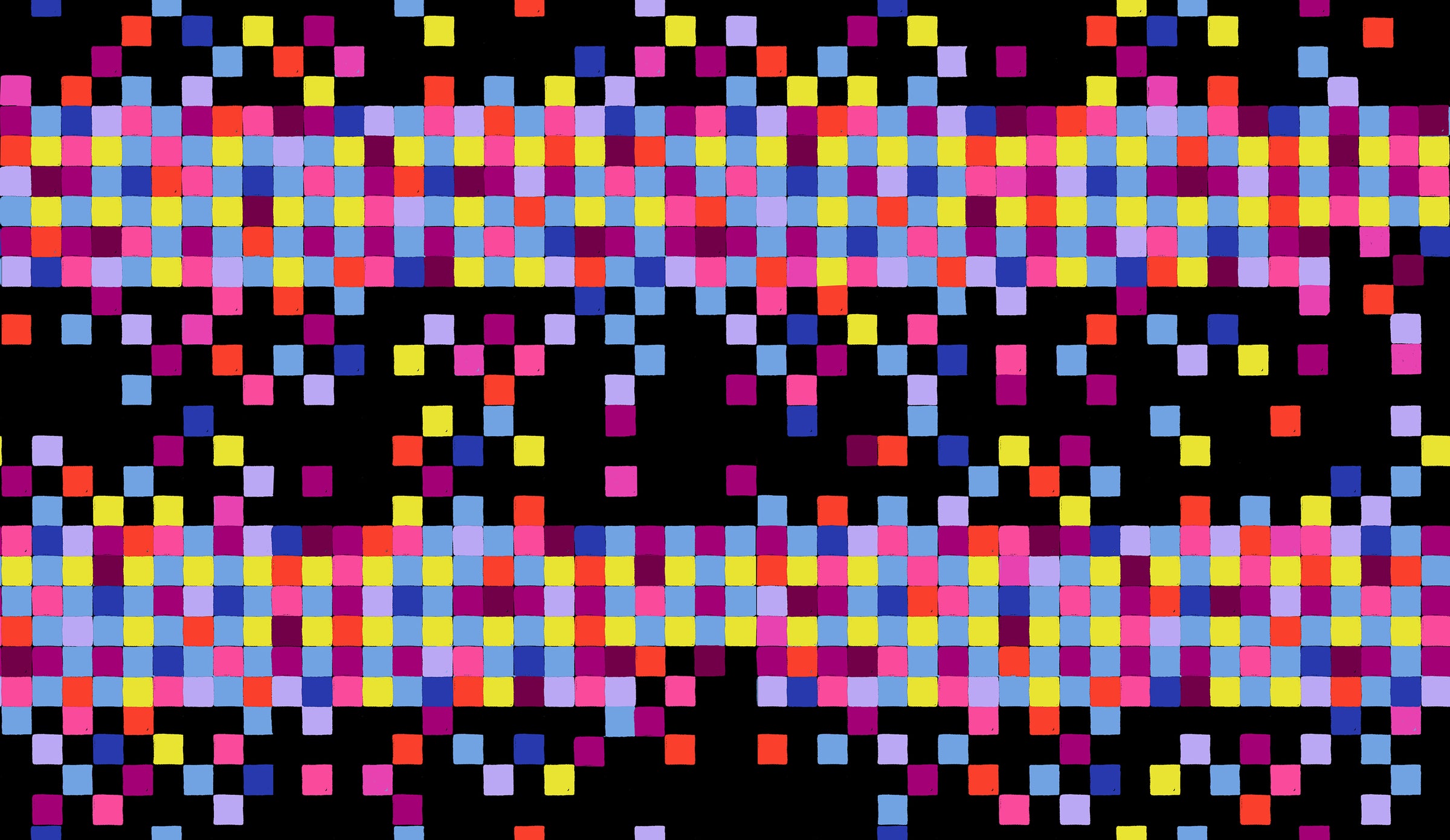Glow Garden Quilt Fabric, Pixels in Black - RS2117 19