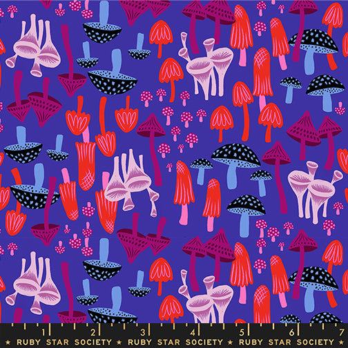 Hello Alice Quilt Fabric by Ruby Star Society - Mushroom Land in Blacklight Purple - RS2124 14