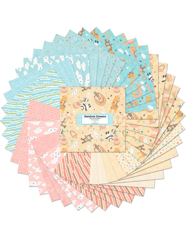 Rainbow Dreams Quilt Fabric - 10 Karat Crystals - set of 42 10" squares - 518 866 518