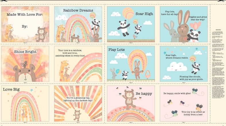 P419 - Rainbow Dreams Quilt Fabric - Book Panel in Multi - 3073 43016 543 - SOLD AS A 24" PANEL