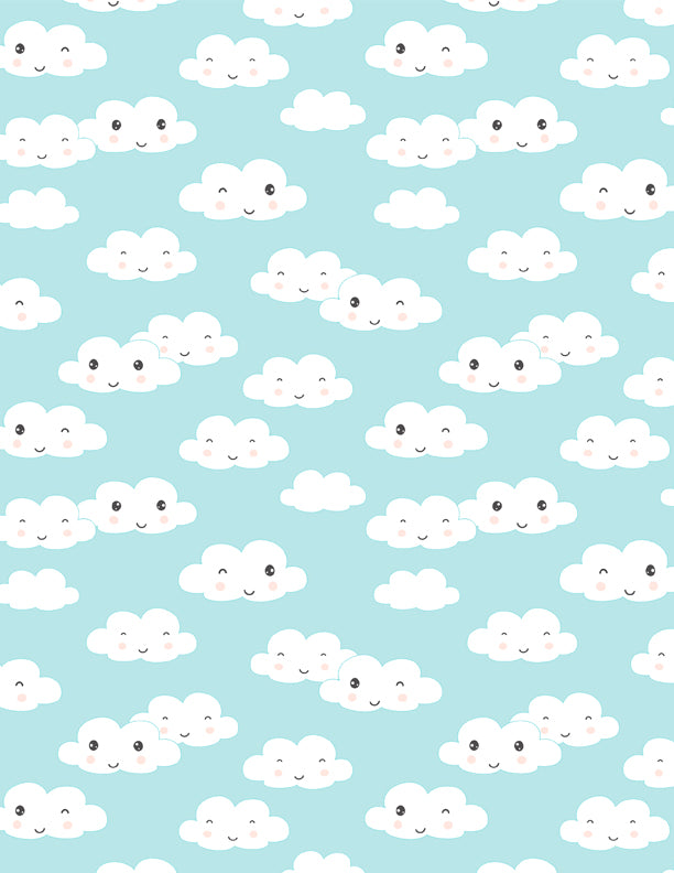 Rainbow Dreams Quilt Fabric - Clouds All Over in Blue - 3073 43021 419