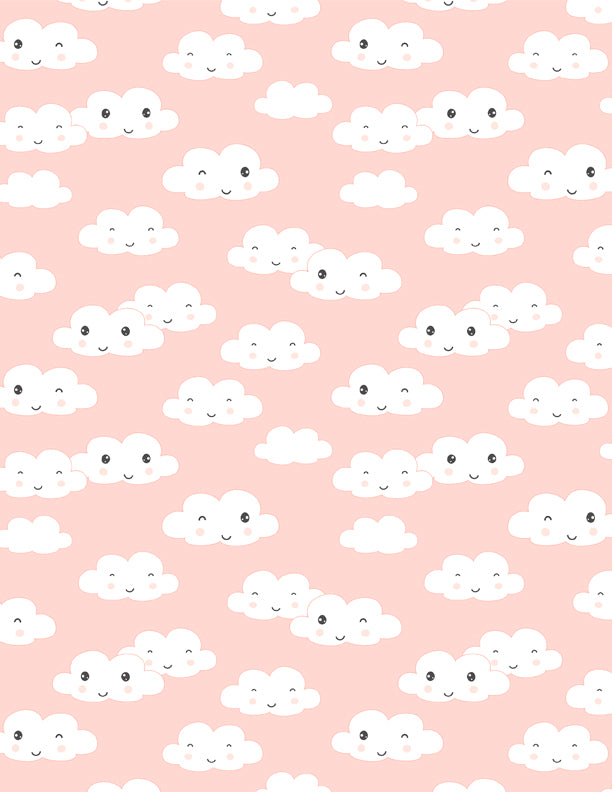 Rainbow Dreams Quilt Fabric - Clouds All Over in Pink - 3073 43021 319