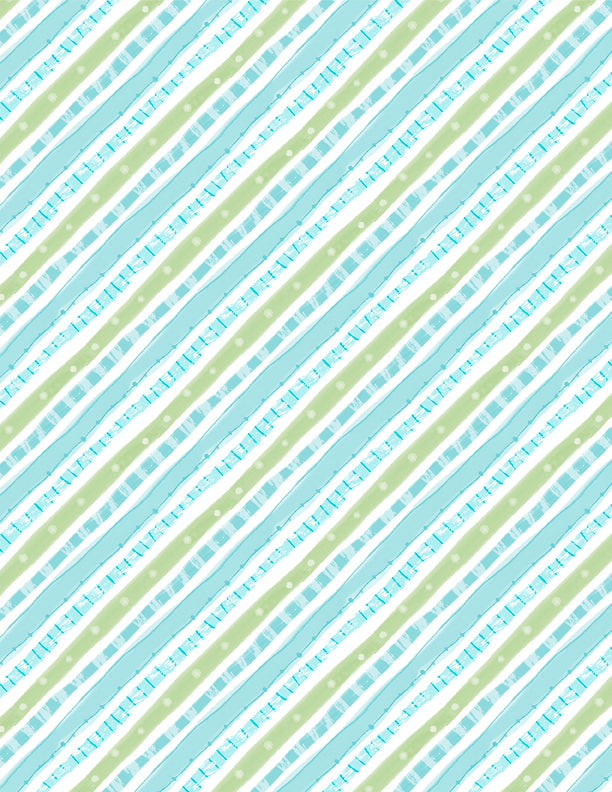 Rainbow Dreams Quilt Fabric - Diagonal Stripes in Blue - 3073 43023 471