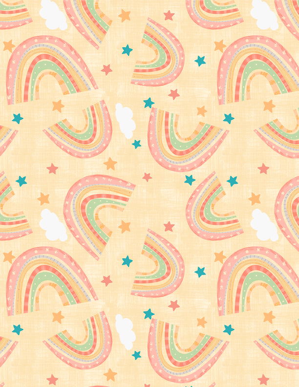 Rainbow Dreams Quilt Fabric - Rainbows Toss in Yellow - 3073 43020 535
