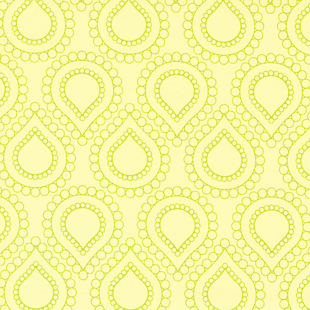 Rainbow Sherbet Quilt Fabric - Beaded Lotus in Kiwi Green/Yellow - 45021 29