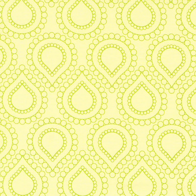 Rainbow Sherbet Quilt Fabric - Beaded Lotus in Kiwi Green/Yellow - 45021 29