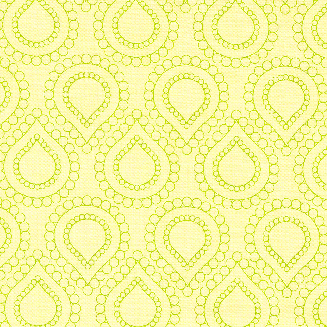 Rainbow Sherbet Quilt Fabric - Beaded Lotus in Kiwi Green/Yellow - 45021 29