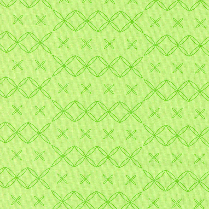 Rainbow Sherbet Quilt Fabric - Blooming Arcs in Green Apple - 45025 27