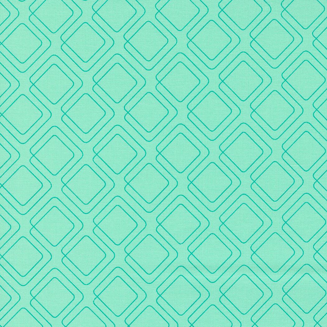Rainbow Sherbet Quilt Fabric - Connected Graph Paper in Green Tea Turquoise - 45024 25