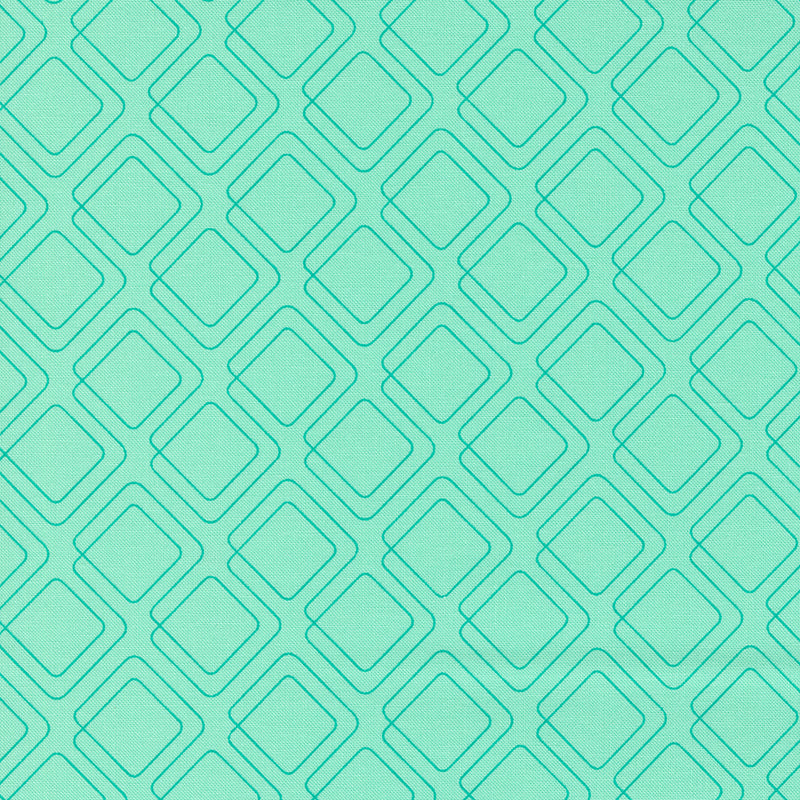 Rainbow Sherbet Quilt Fabric - Connected Graph Paper in Green Tea Turquoise - 45024 25