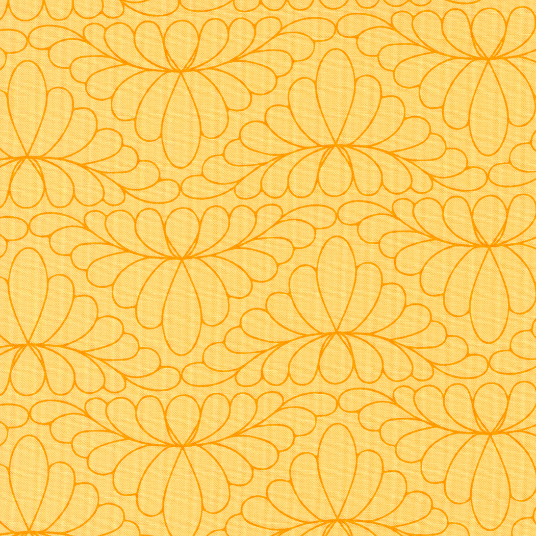 Rainbow Sherbet Quilt Fabric - Feather Arc in Butterscotch Yellow/Orange - 45020 31