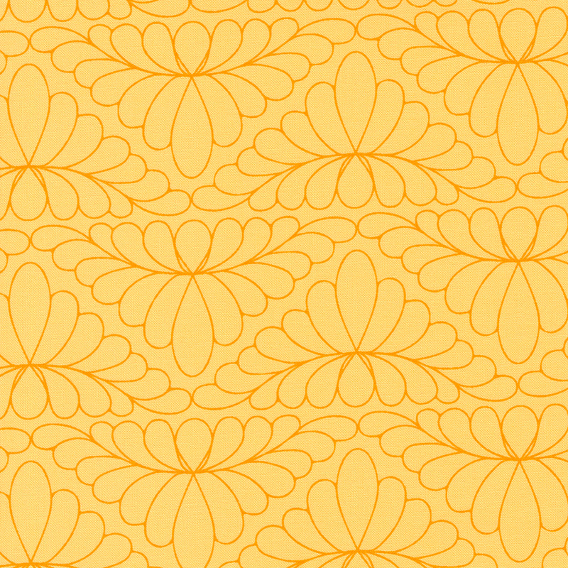 Rainbow Sherbet Quilt Fabric - Feather Arc in Butterscotch Yellow/Orange - 45020 31