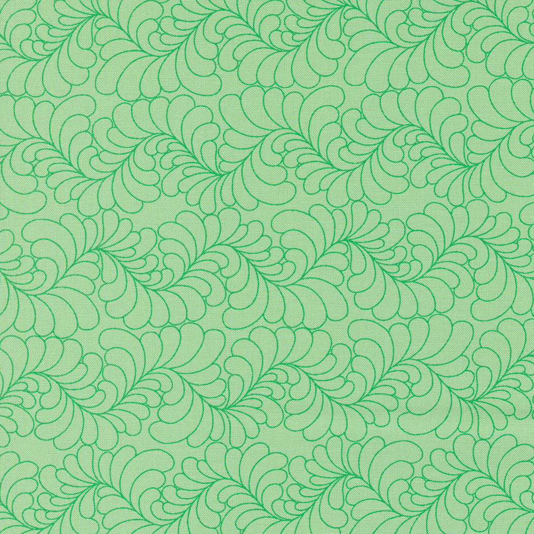 Rainbow Sherbet Quilt Fabric - Feathers in Mint Green - 45022 26