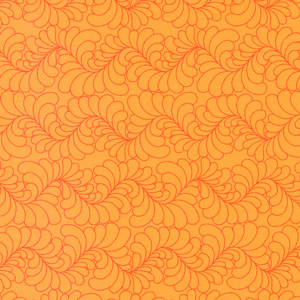 Rainbow Sherbet Quilt Fabric - Feathers in Orange - 45022 33